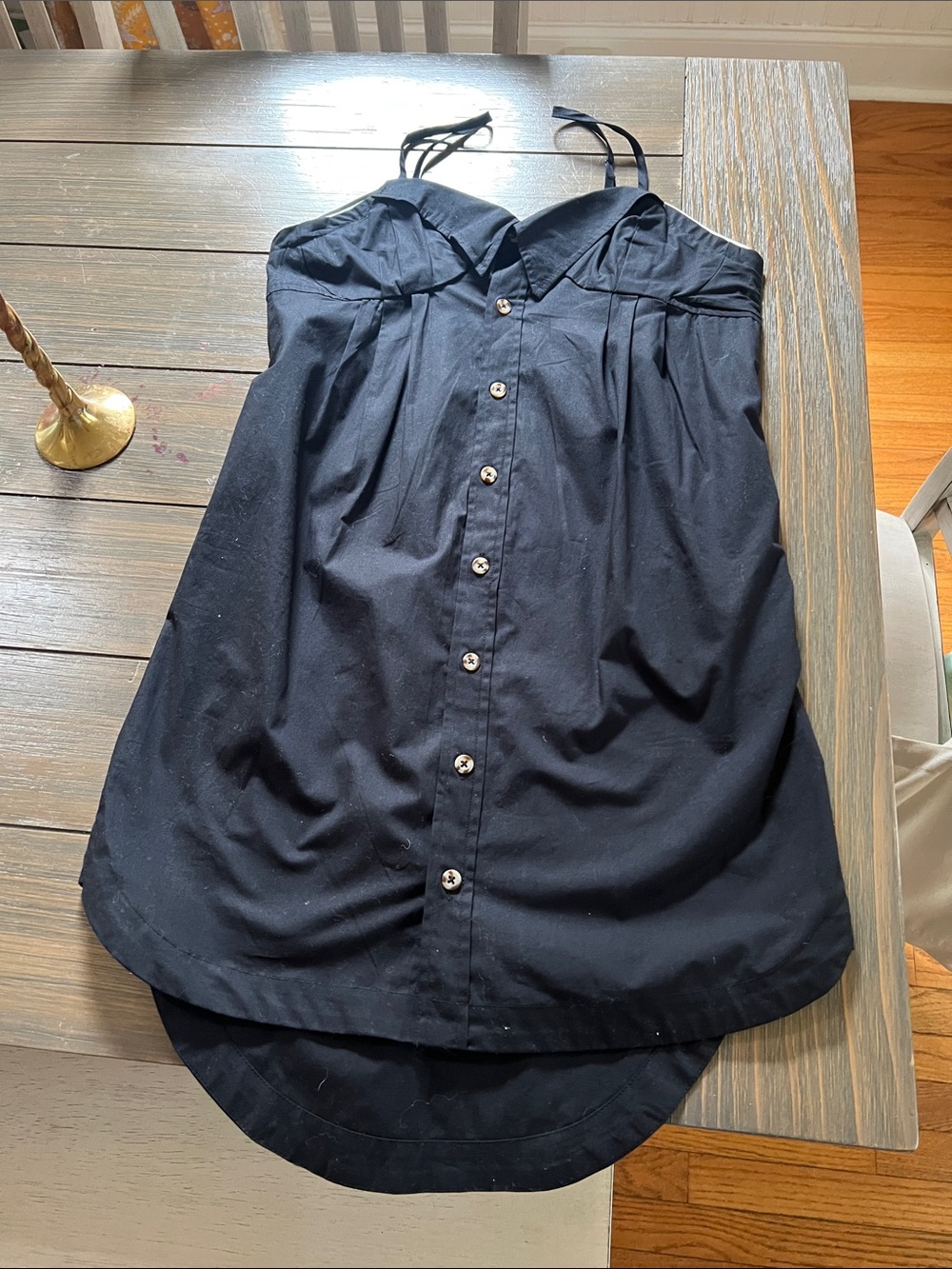 Maeve Black High-Low Button Skirt